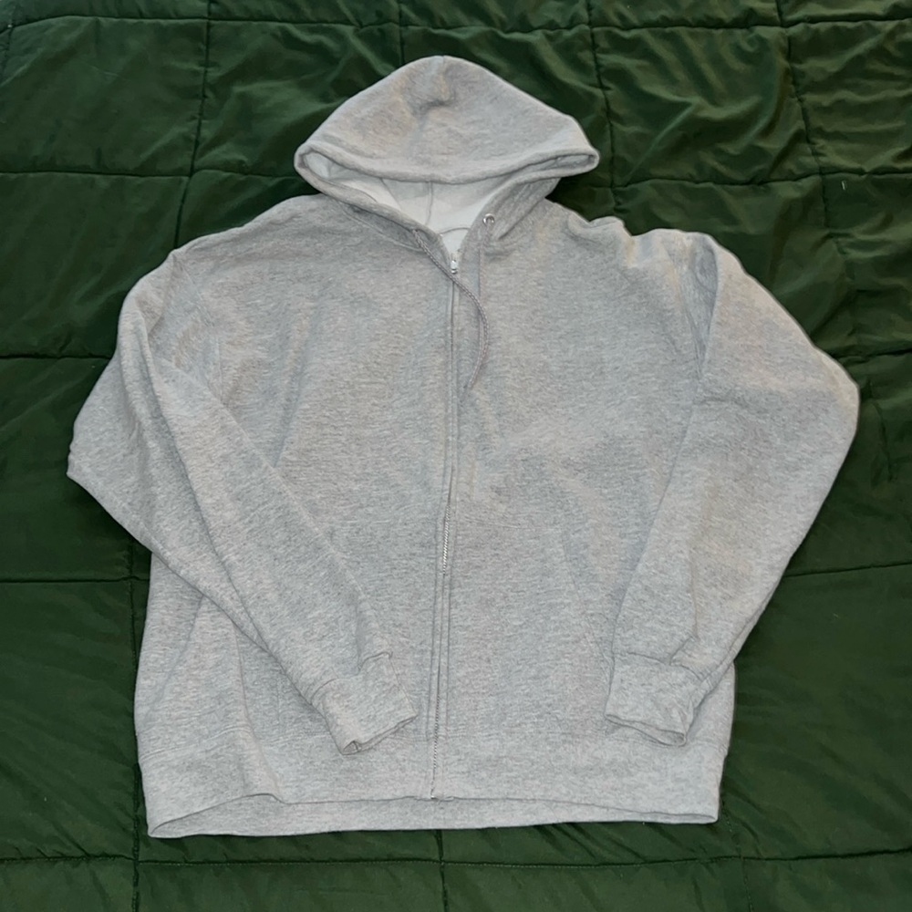 Grey Oversized Zip-Up Hoodie Sweater